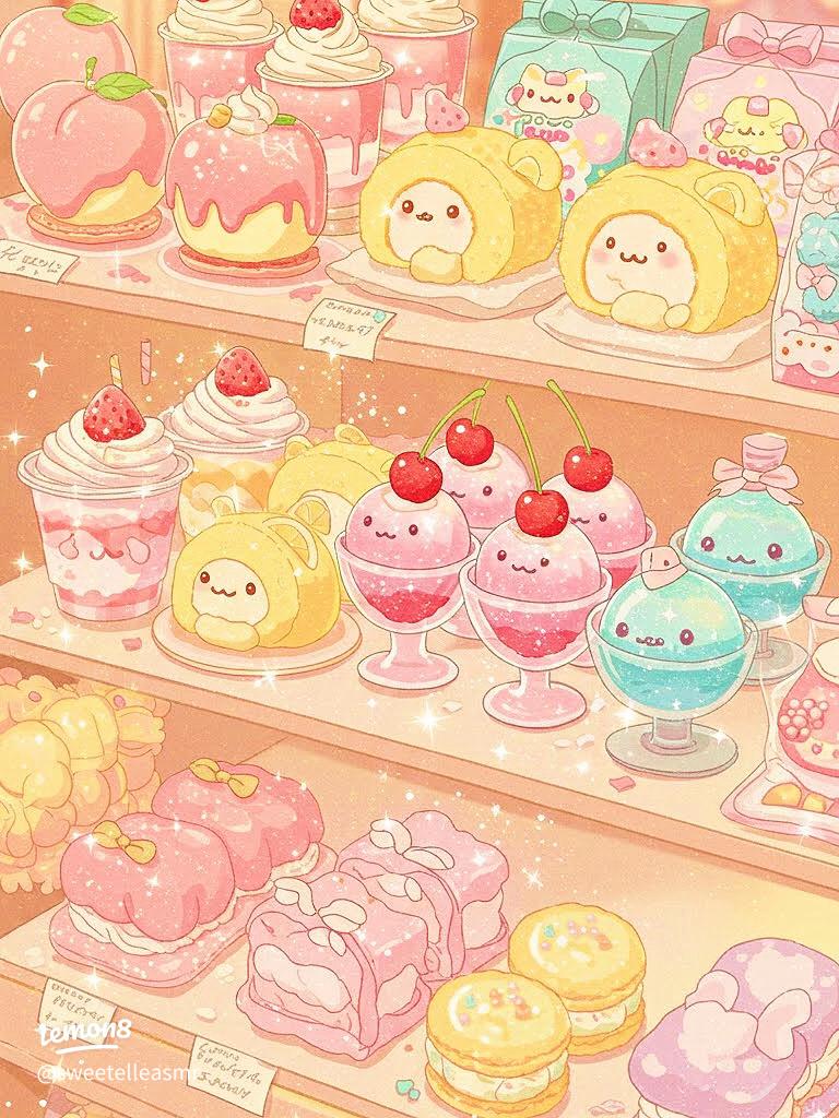768x1024 Kawaii Pastel Dessert Wallpaper: Cute Aesthetic Food Background