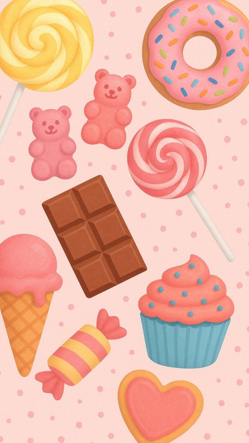 800x1422 Sweet treats pattern wallpaper mobile. Free Photo Illustration