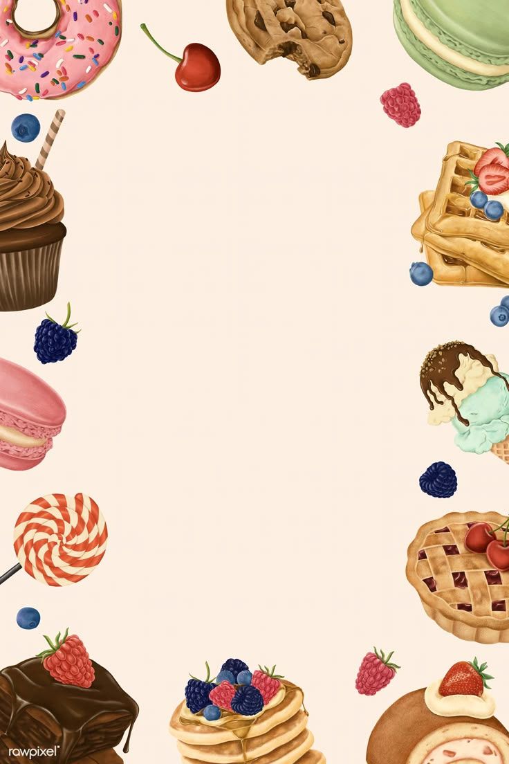 736x1104 Download premium psd / image of Candy and dessert decorated frame mockup by Noon about bakery frame, sweet, food frame, macaron, and candy background 2050624