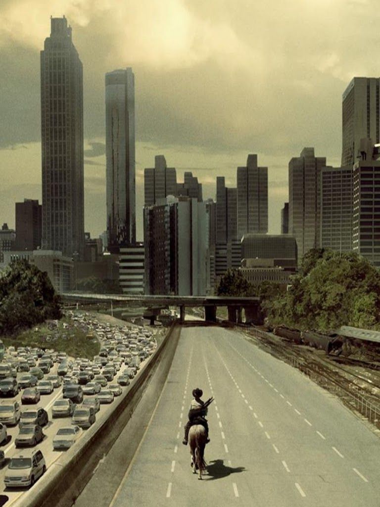 768x1024 Galaxy Note HD Wallpaper: The Walking Dead Rick Ride Horse Atlanta City Galaxy Note HD Wallpaper