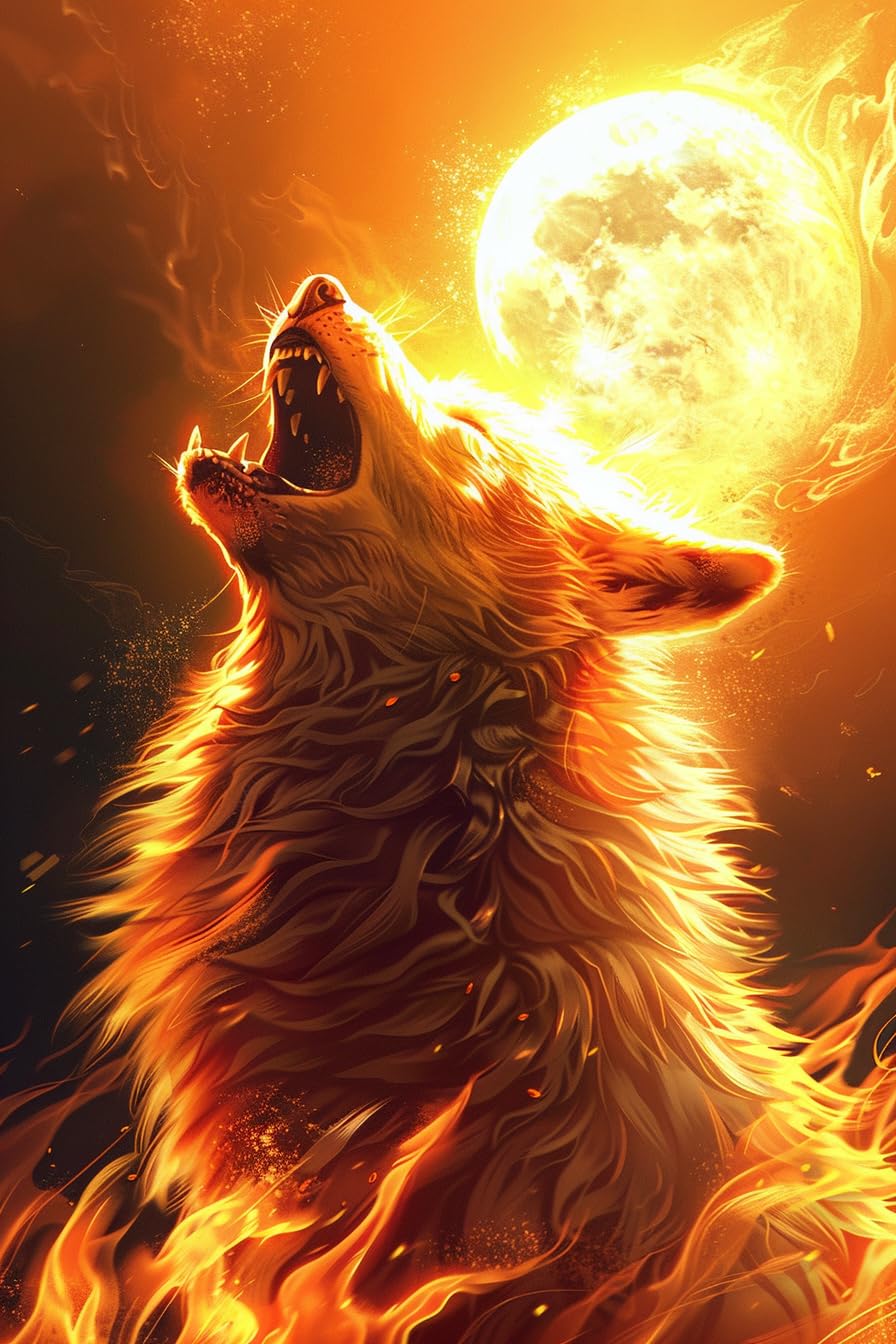 896x1344 MHELC 5D Diamond Painting Art Set Sun and Howling Wolf, Gift for Animal Lovers, Suitable for Adult Beginners DIY Animal Diamond Set Wall Decoration 16x20 Inches : Arts, Crafts