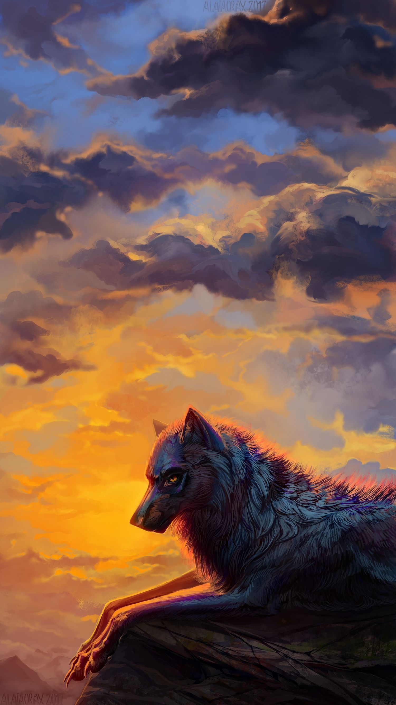 1500x2667 Phone wallpaper: Wolf, Art, Sunset, Predator 89191