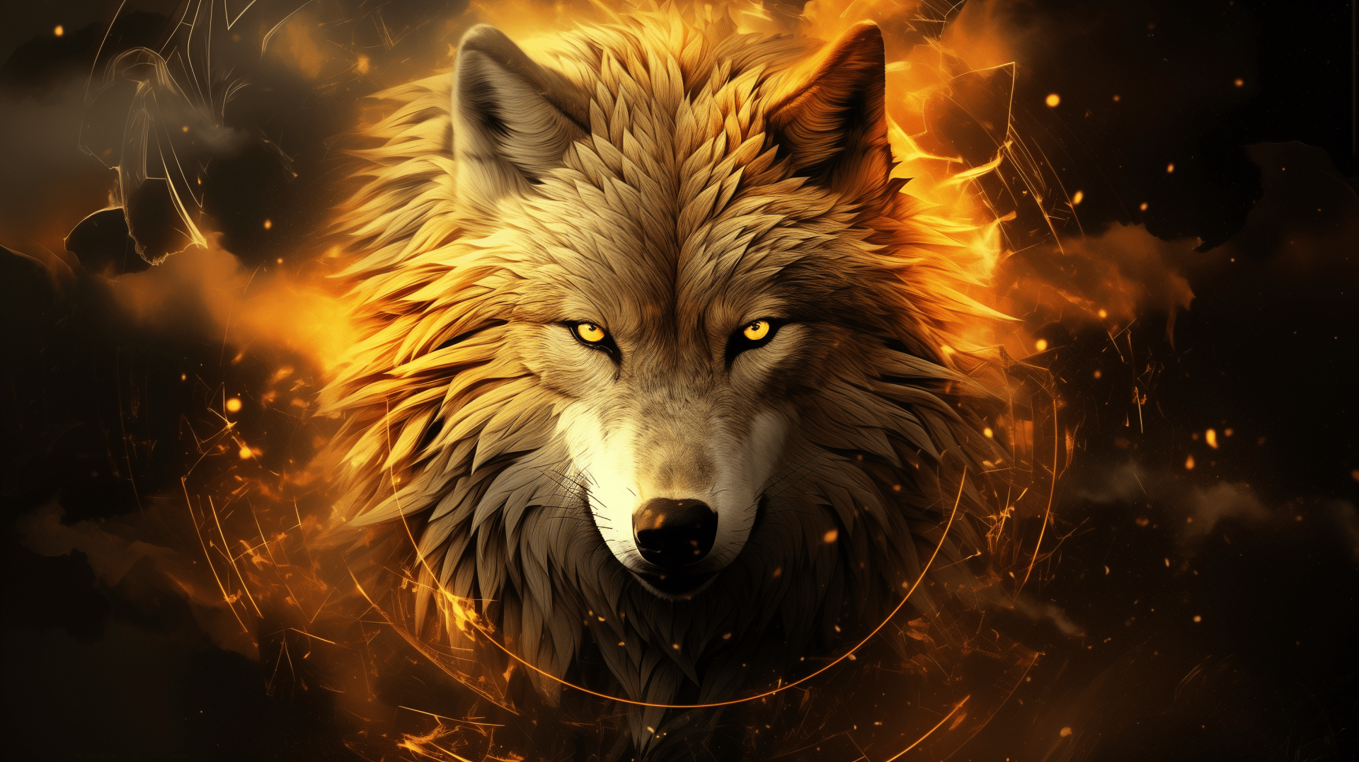 1920x1076 Fiery Wolf HD Desktop Wallpaper