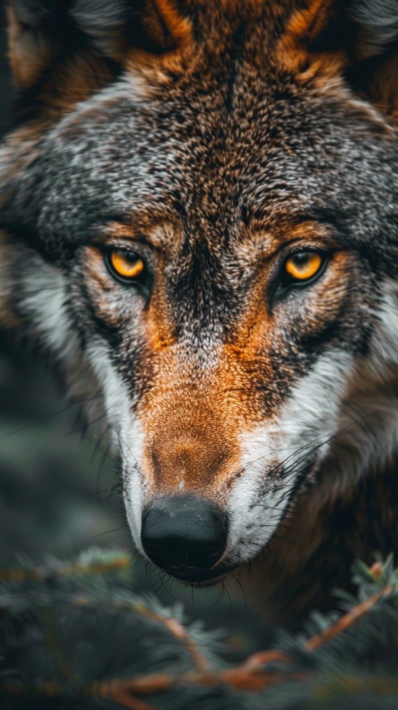 816x1456 Free Intense Wolf Gaze Image, Orange, Eyes