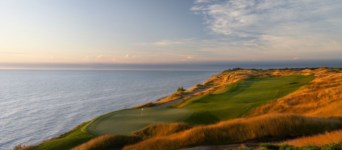 1440x632 No 13 Cliff Hanger. The Straits Hole By Hole. The Straits. Whistling Straits. Golf. Kohler, Wisconsin