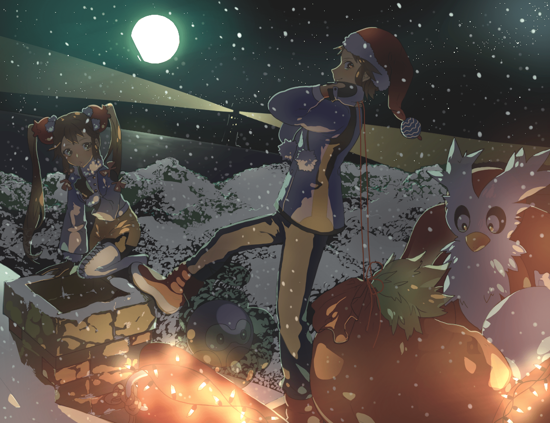 1920x1477 Download Christmas Rosa (Pokemon) Kyouhei (Pokemon) Delibird (Pokémon) Castform (Pokémon) Video Game Pokemon: Black And White 2 Christmas Gaming HD Wallpaper