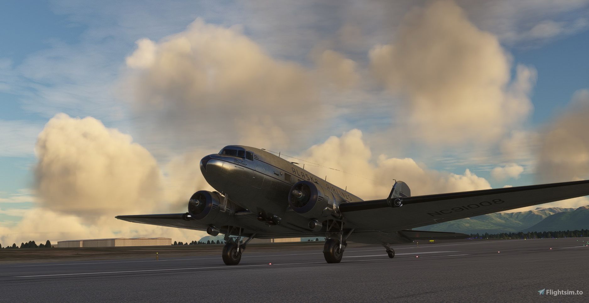 1875x965 Douglas DC 3 Alaska Airlines NC91008 Liveries For MSFS