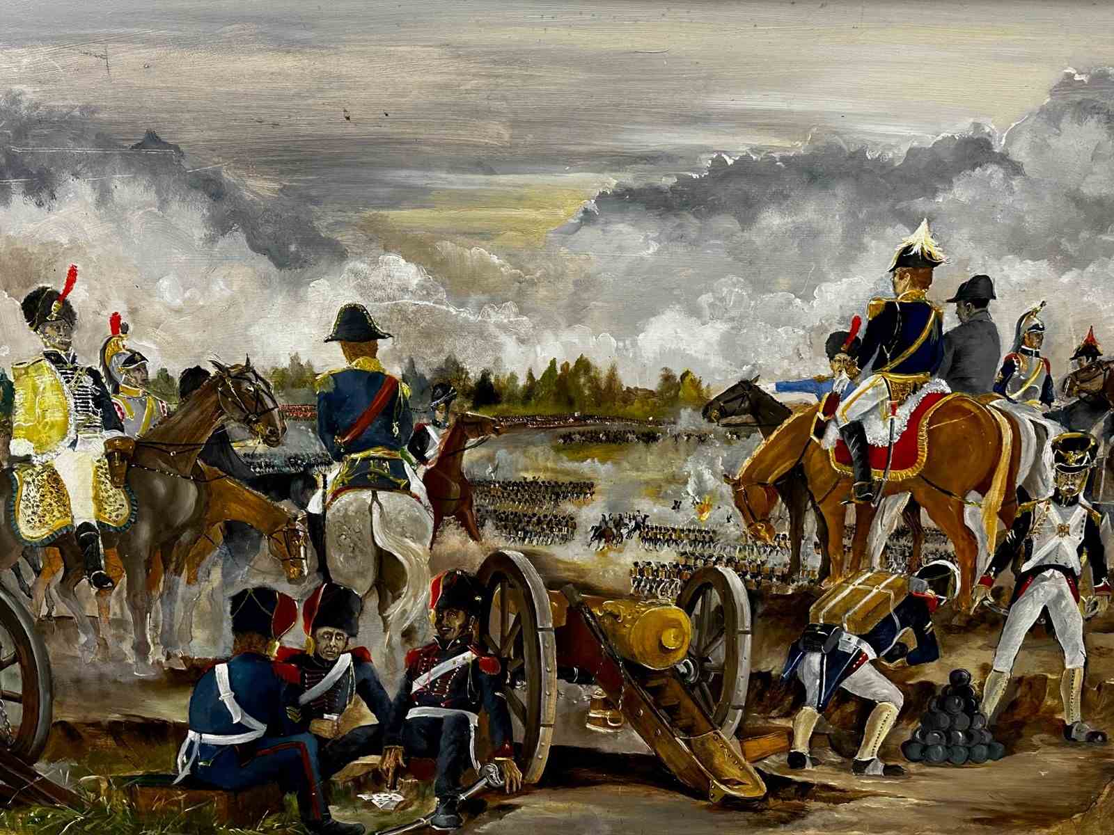 1600x1200 Oil Painting Battle Waterloo Red Coats Against French Napoleon & Ney Overlooking