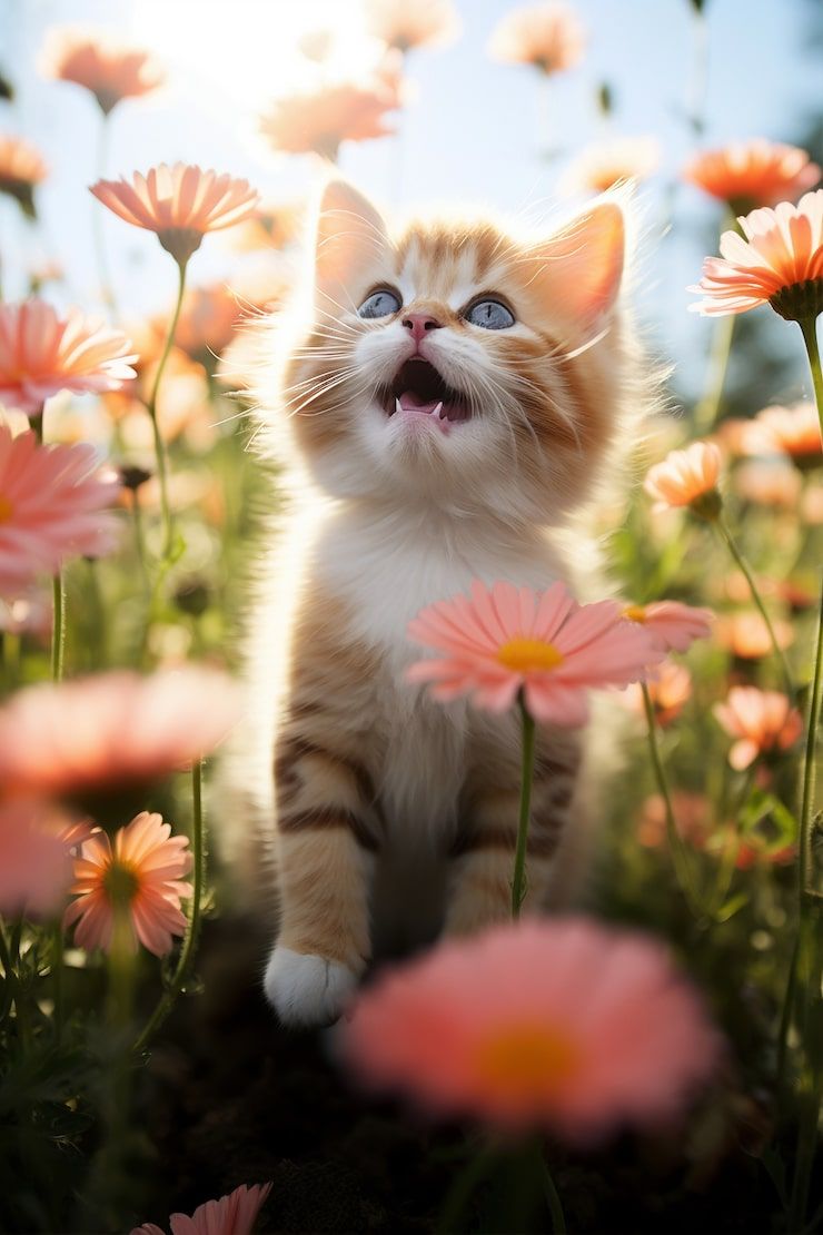 740x1110 Spring cat wallpaper Image