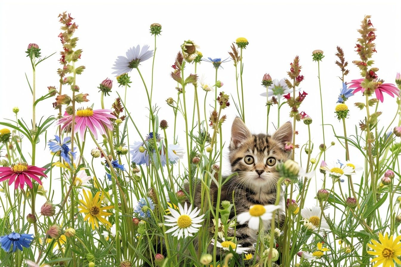 1344x896 Digital Image of Kittens and Wildflowers