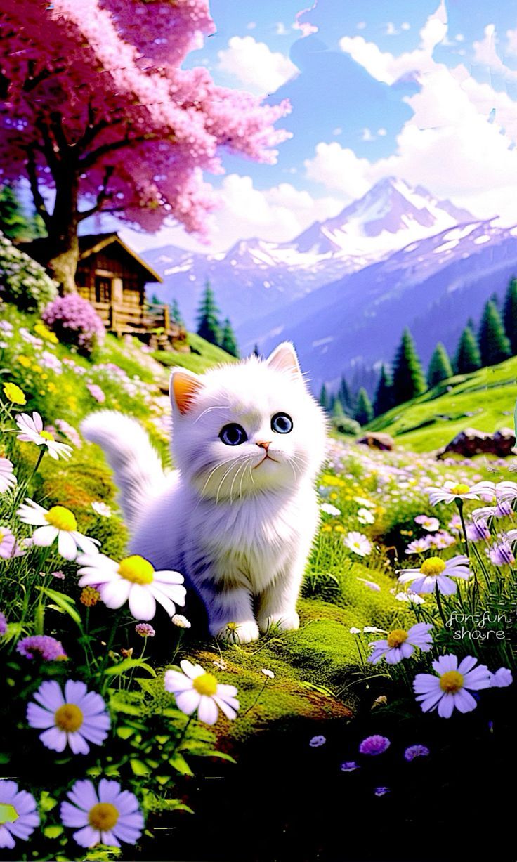 736x1227 Spring cat wallpaper. Nature cat wallpaper