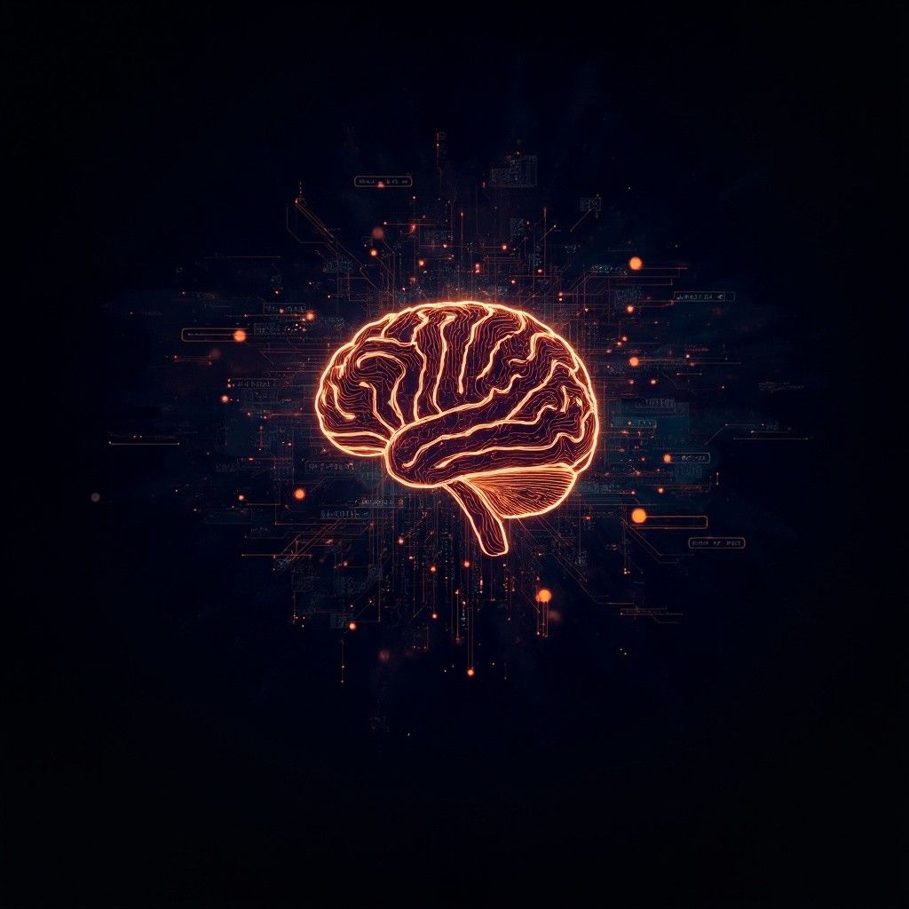 1024x1024 Abstract Artificial Intelligence Brain Circuit Board with Data Streams