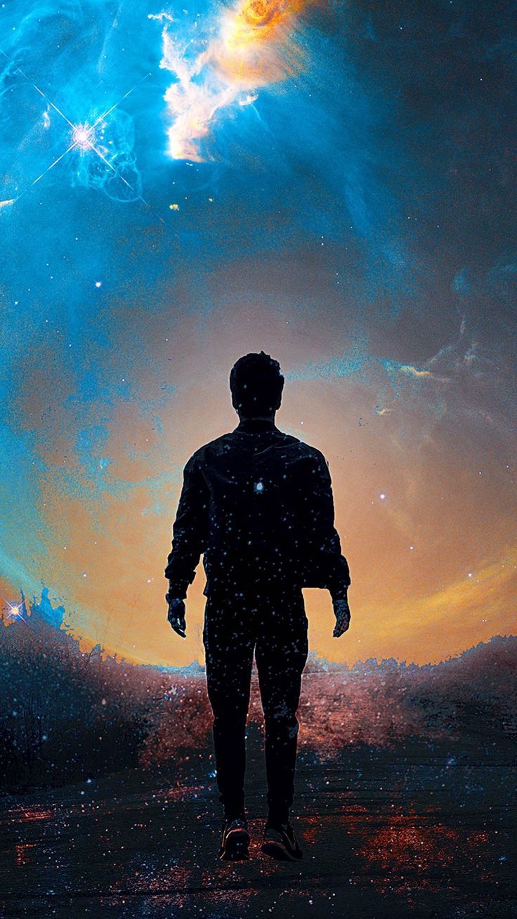 736x1308 Wallpaper man, silhouette, dark, field, grass, sky, space, art, Black 4K by chetan patel. Download wallpaper man, silhouette, dark, field, grass, sky, space, art for free