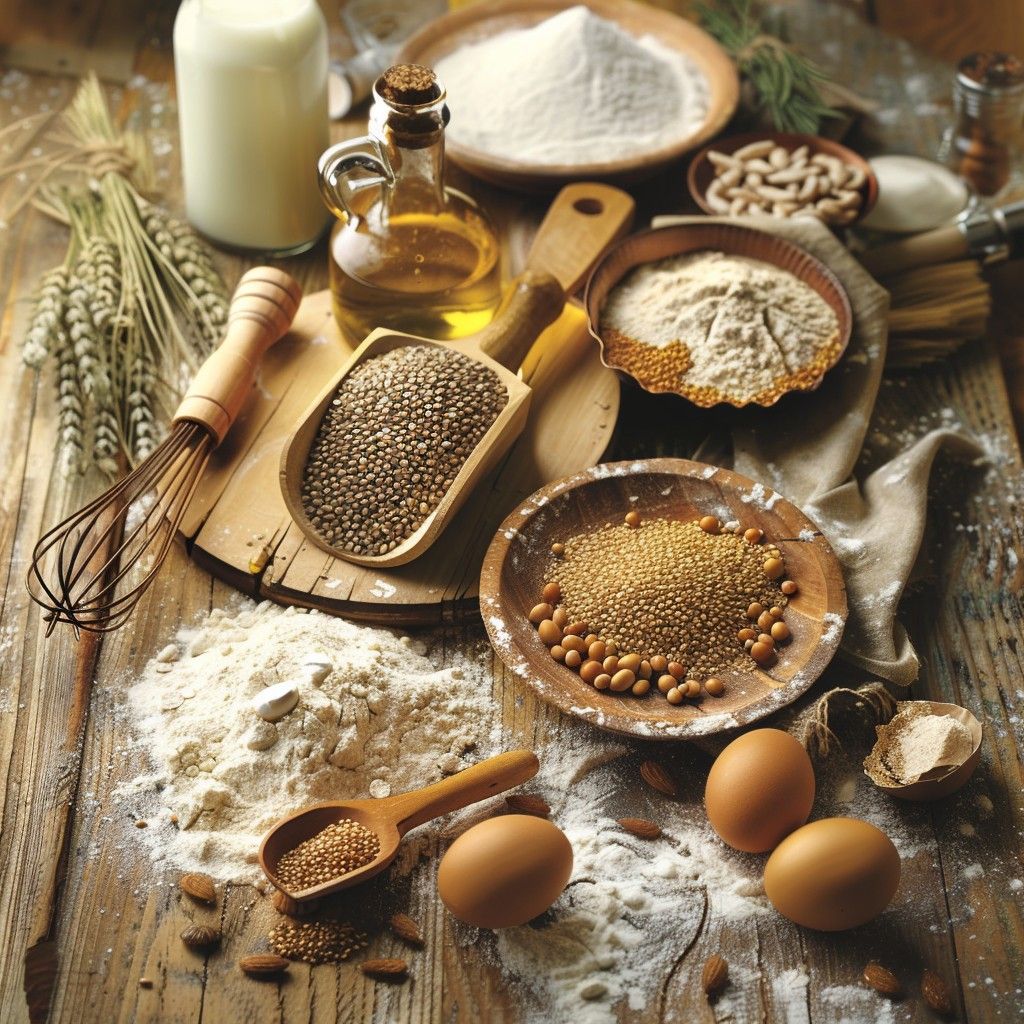 1024x1024 Free Baking Ingredients Display Image, Ingredients, Flour