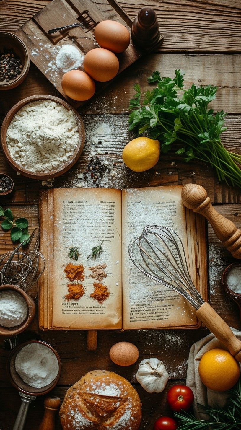 816x1456 Free Baking preparation spread Image, Cooking, Recipe
