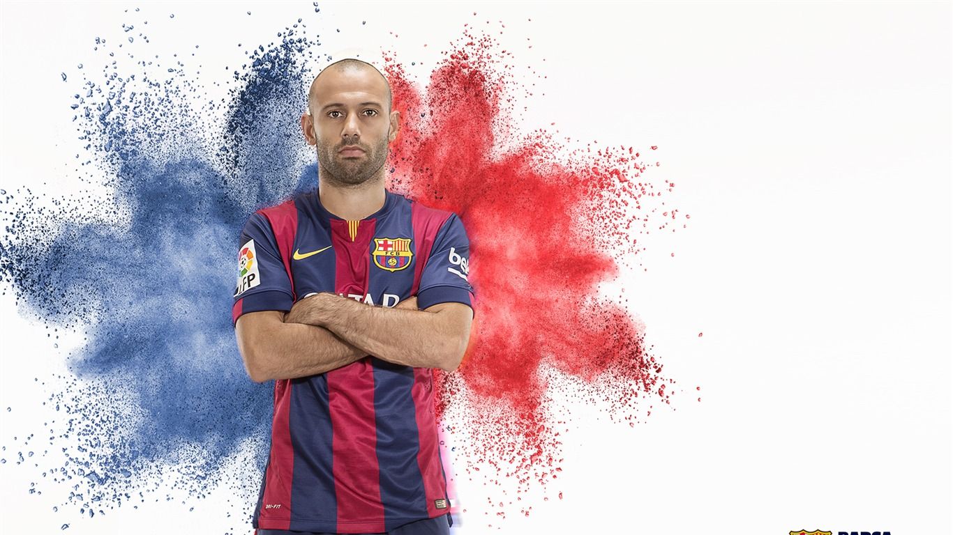 1366x768 Javier Mascherano FC Barcelona HD Wallpaper