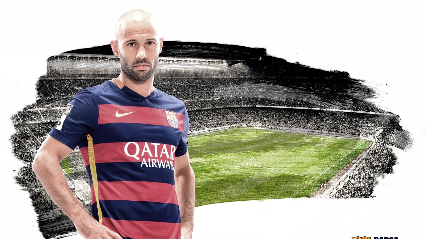 1366x768 Javier Mascherano 2015 2016 FC Barcelona HD Wallpaper