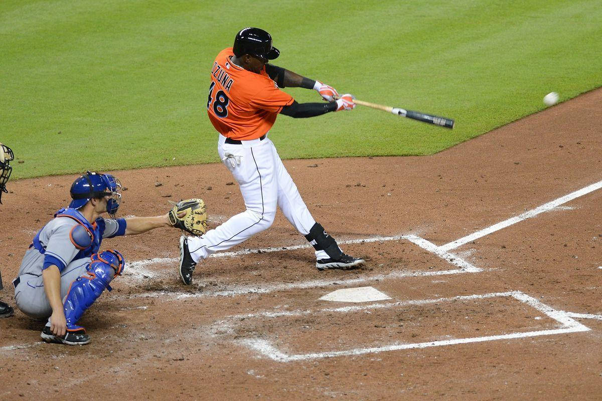 1200x800 Download Marcell Ozuna Hitting A Ball Wallpaper