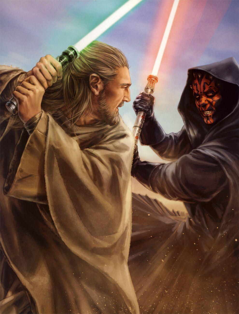 990x1300 Qui Gon Jinn Vs. Darth Maul Wallpaper. Star Wars Artwork, Star