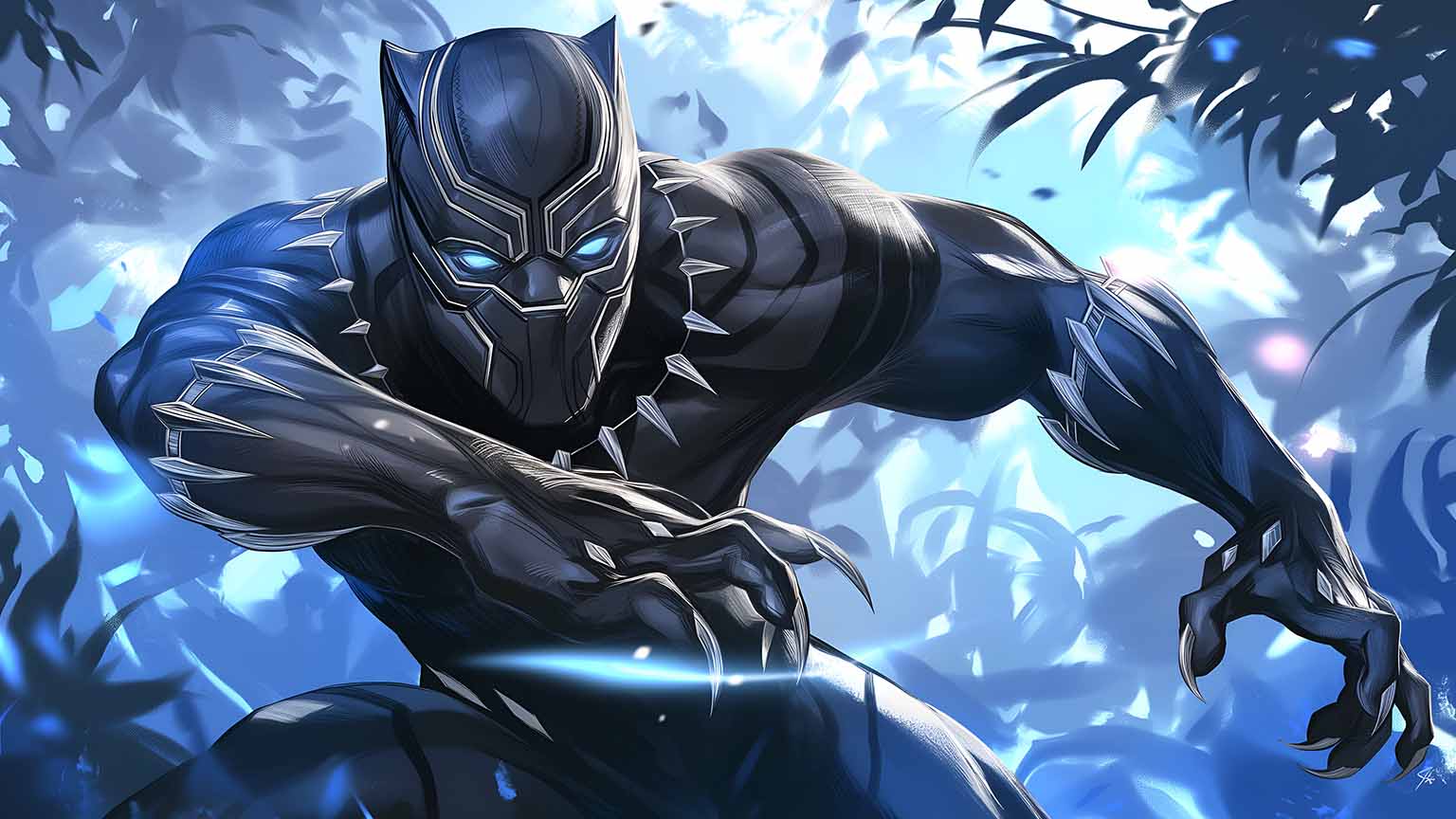 1536x864 Free Black Panther Striking Pose Desktop Wallpaper 4K