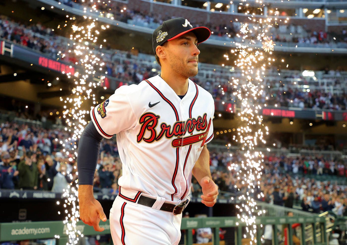 1400x989 Download Matt Olson Surrounded By Sparks Wallpaper