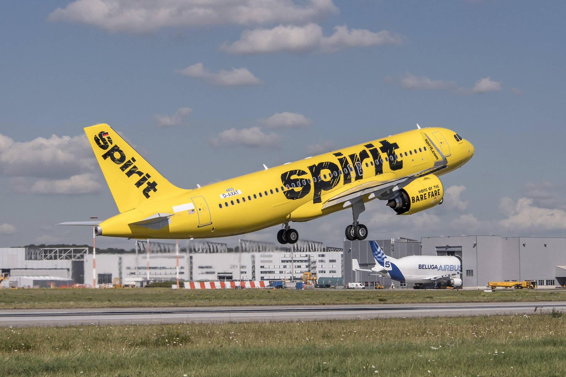 1920x1280 Download Spirit Airlines Yellow Plane Take Off Wallpaper