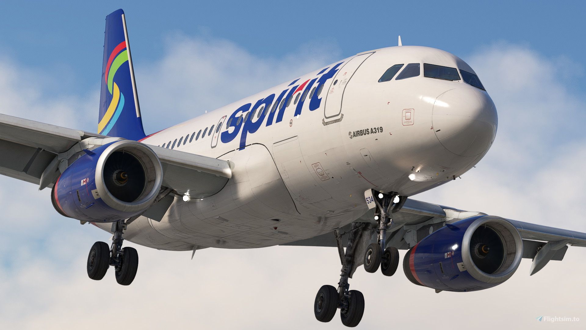 1920x1080 Spirit Airlines 'Skittles'. N534NK. W Cabin. Fenix A319 (8K + 4K) Liveries For MSFS