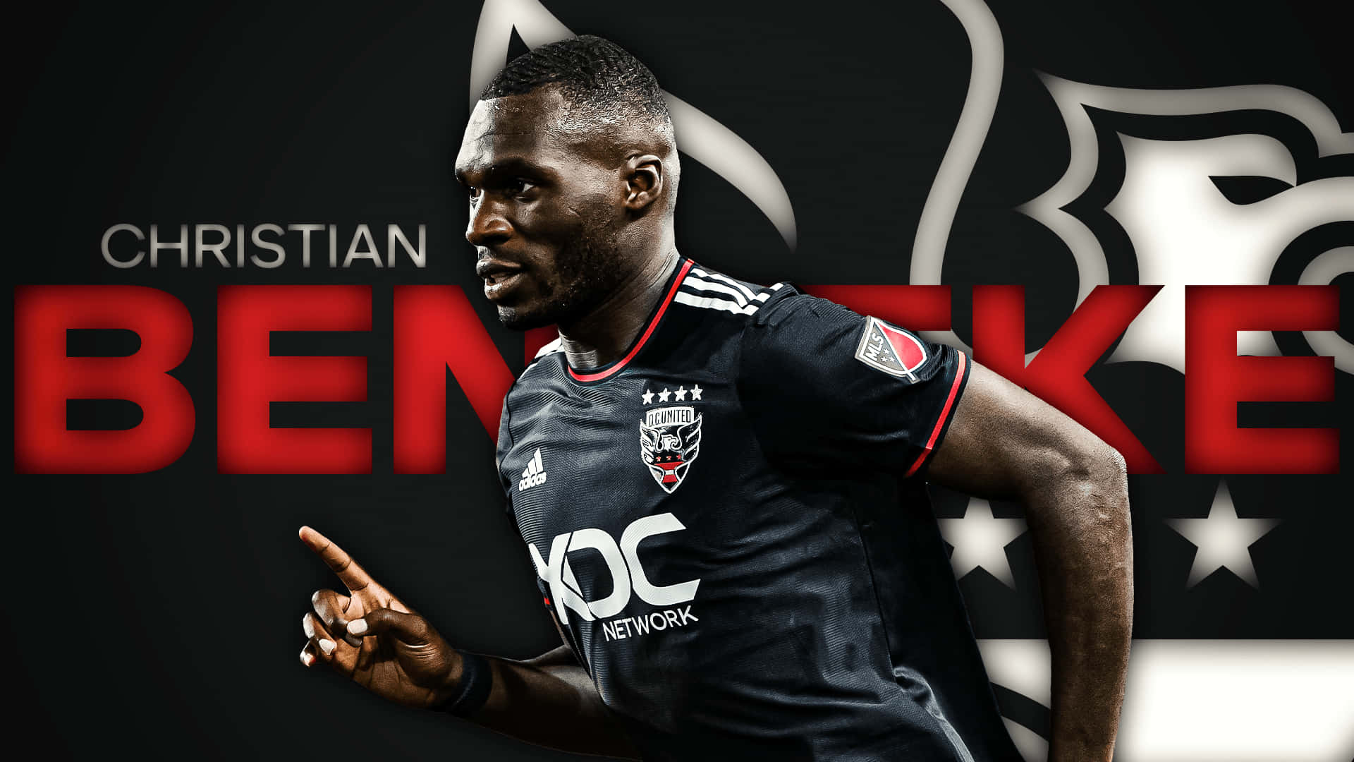 1920x1080 Download Christian Benteke With Name And DC United Logo Wallpaper