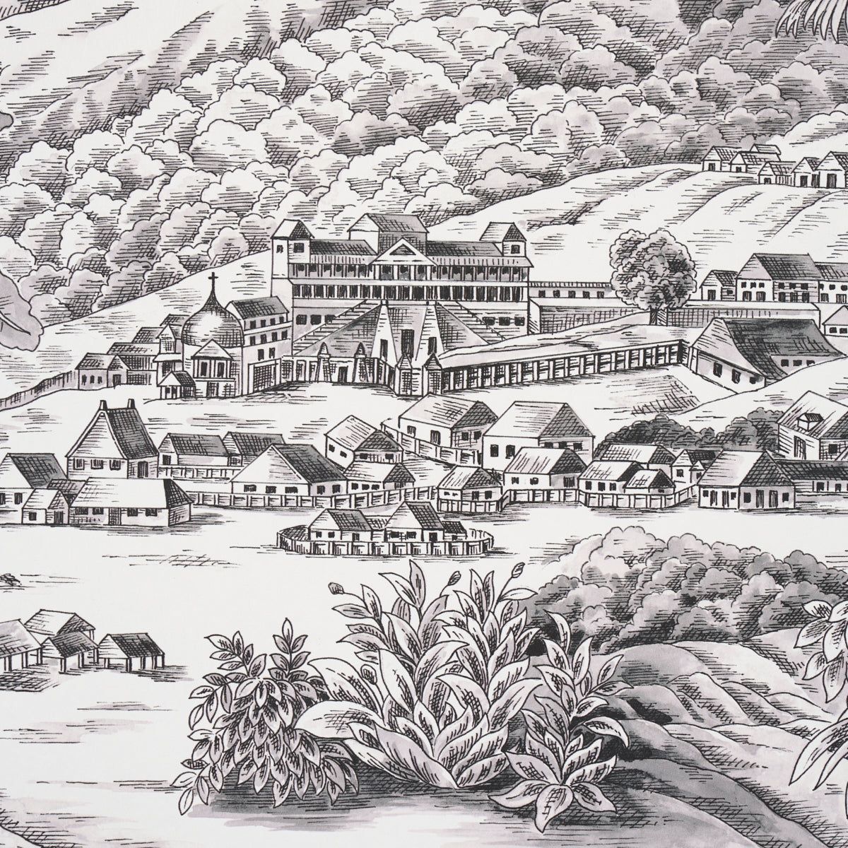 1200x1200 TOUSSAINT TOILE. Black On Ivory