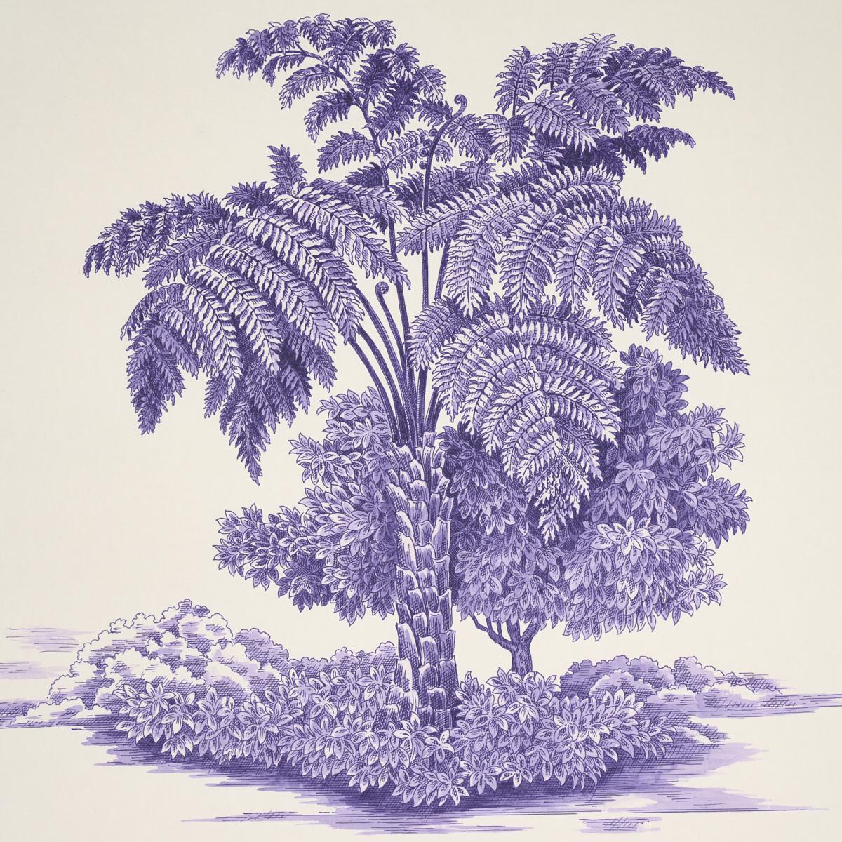 1200x1200 Schumacher Toussaint Toile Purple On Cream Wallpaper