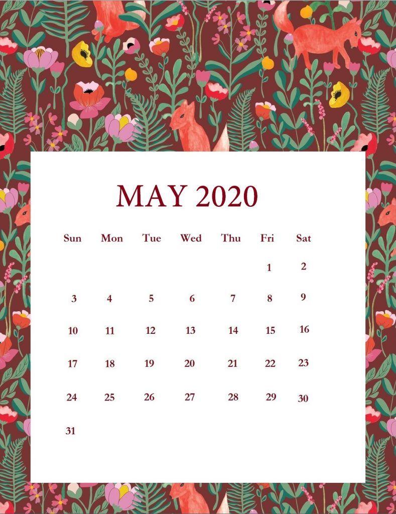 789x1024 Dễ thương tháng 5 năm 2020 Mẫu trống có thể in PDF Word Excel