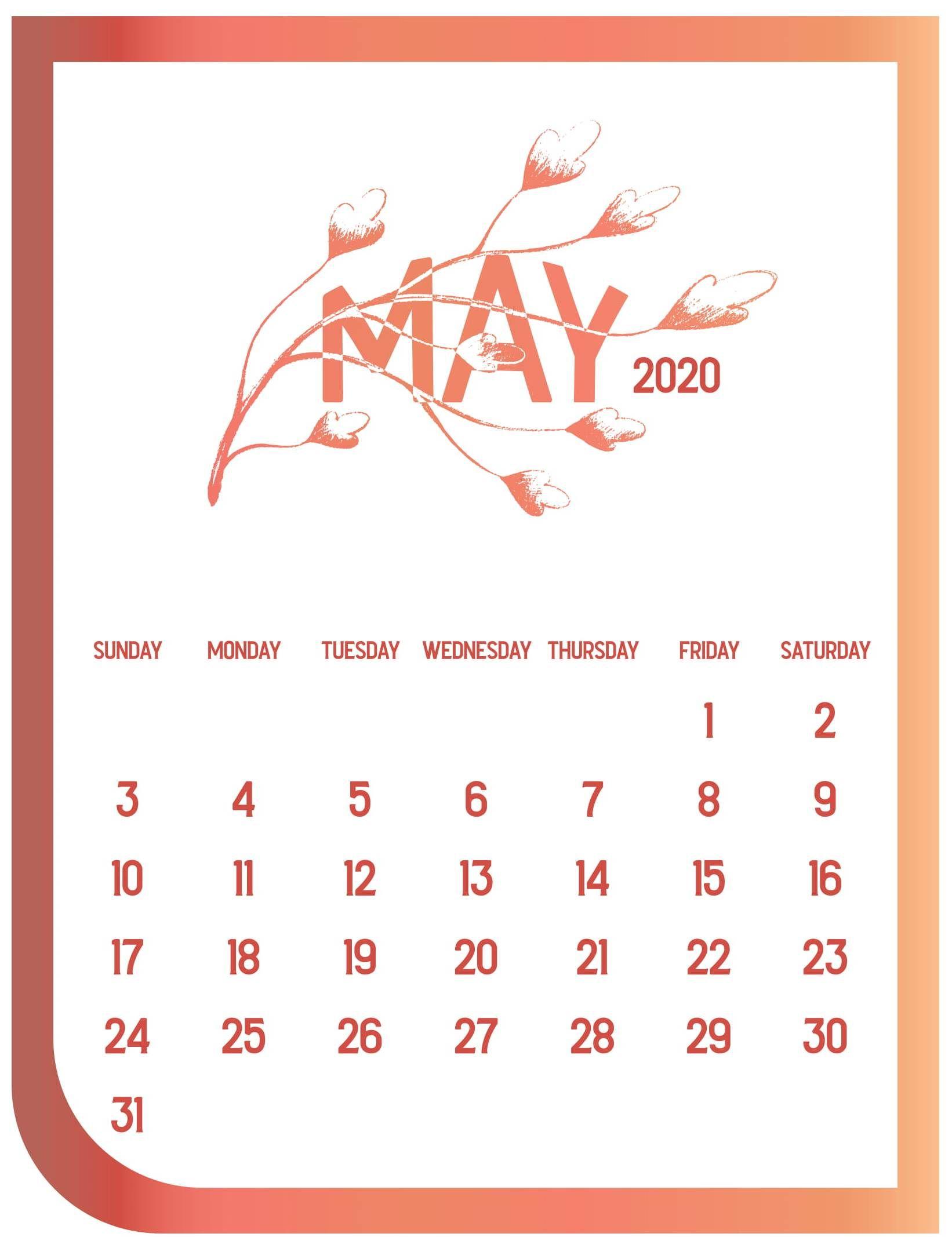 1642x2134 Lưu trữ lịch tháng 5 năm 2020 dễ thương - Lịch 2019 cho sinh viên
