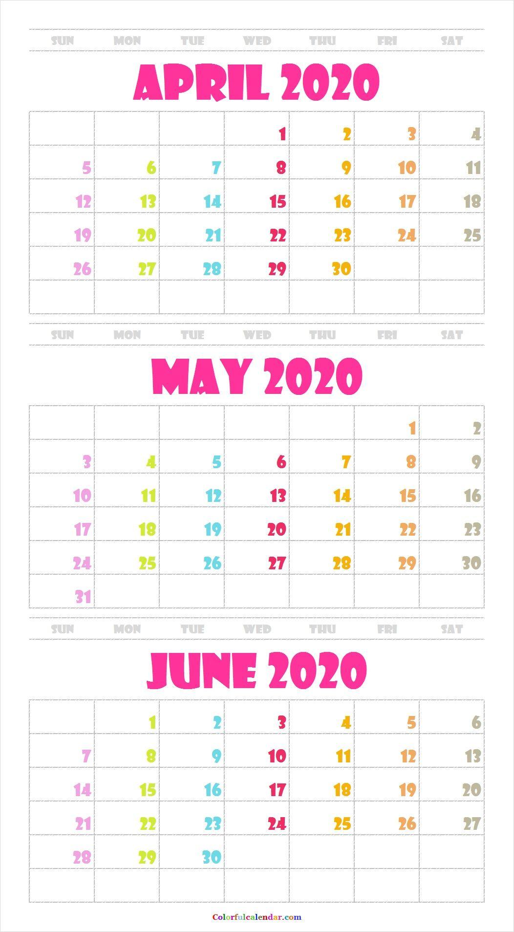 1052x1907 Tải xuống miễn phí Dễ thương Tháng 4 Tháng 5 Tháng 6 năm 2020 Lịch Hình nền 2020