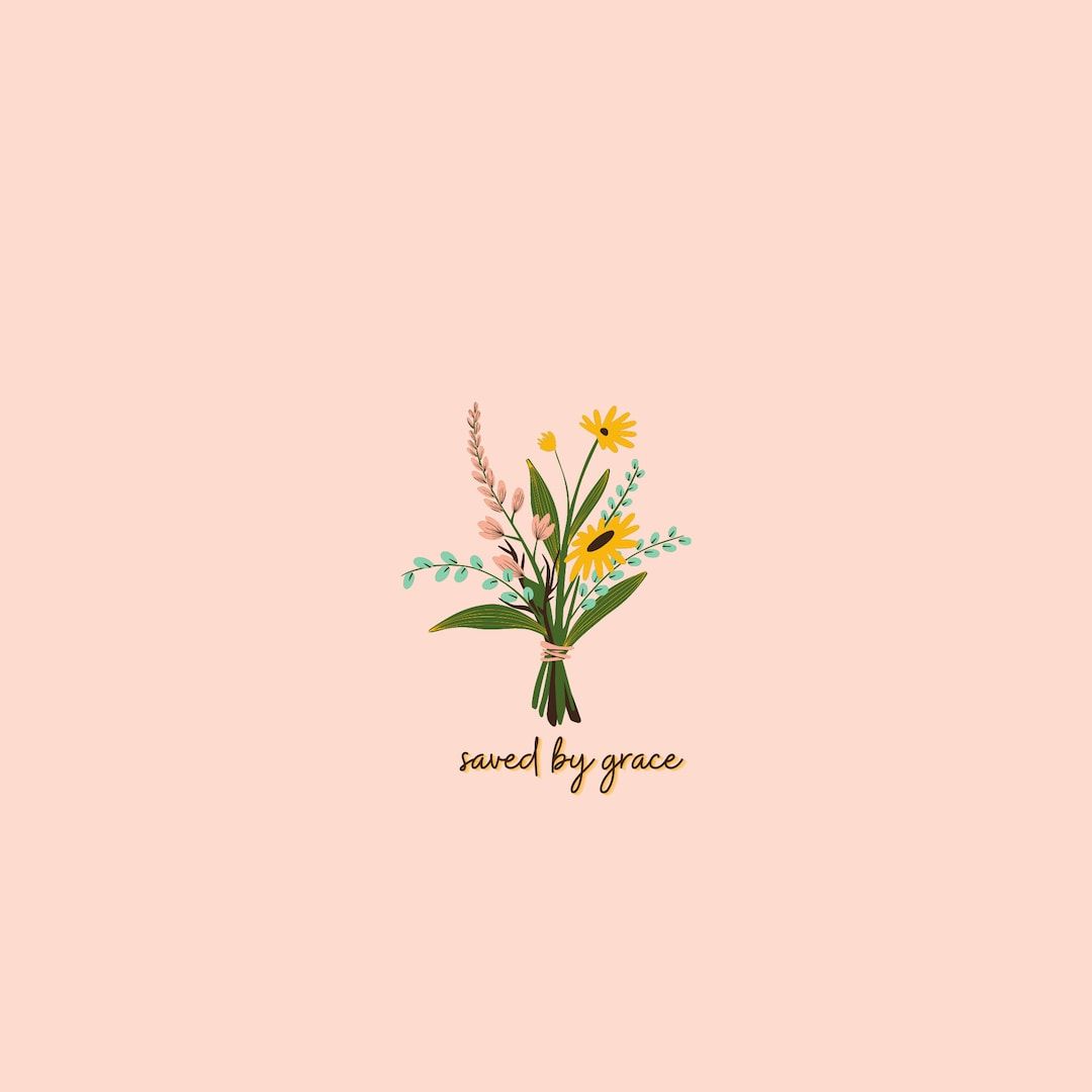 1080x1080 Saved by Grace Flowers, Simple Christian Wall Art, Instant Digital Download