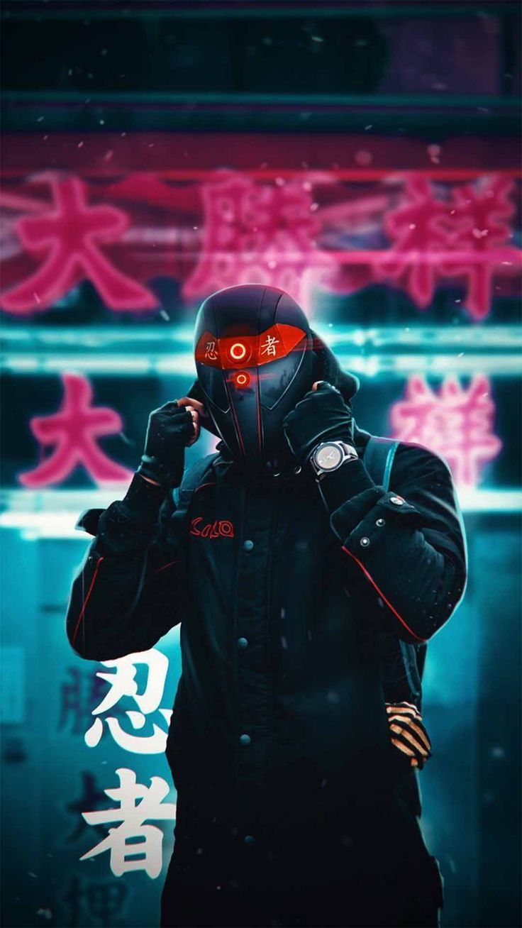 736x1308 Art glance cyberpunk mask wallpaper for iphone and android
