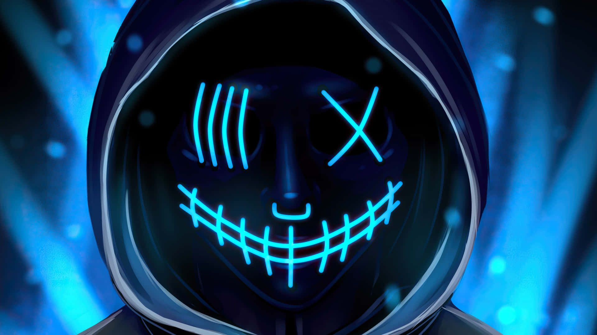 1920x1080 Download 4k Mask Blue Neon Cyberpunk Art Wallpaper