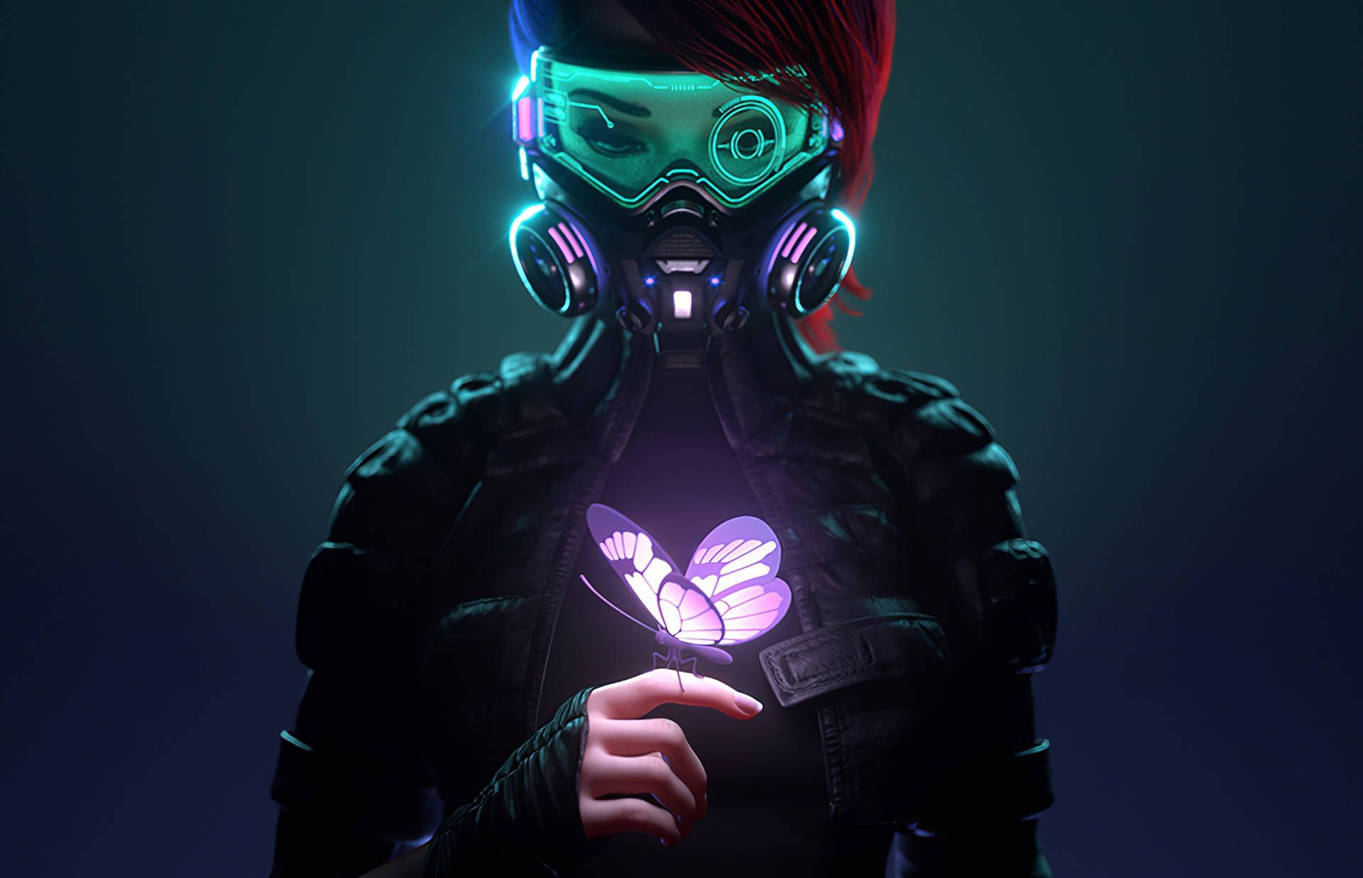 1920x1237 Download Girl Wearing Mask With Butterfly Cyberpunk 1920x1080 Wallpaper