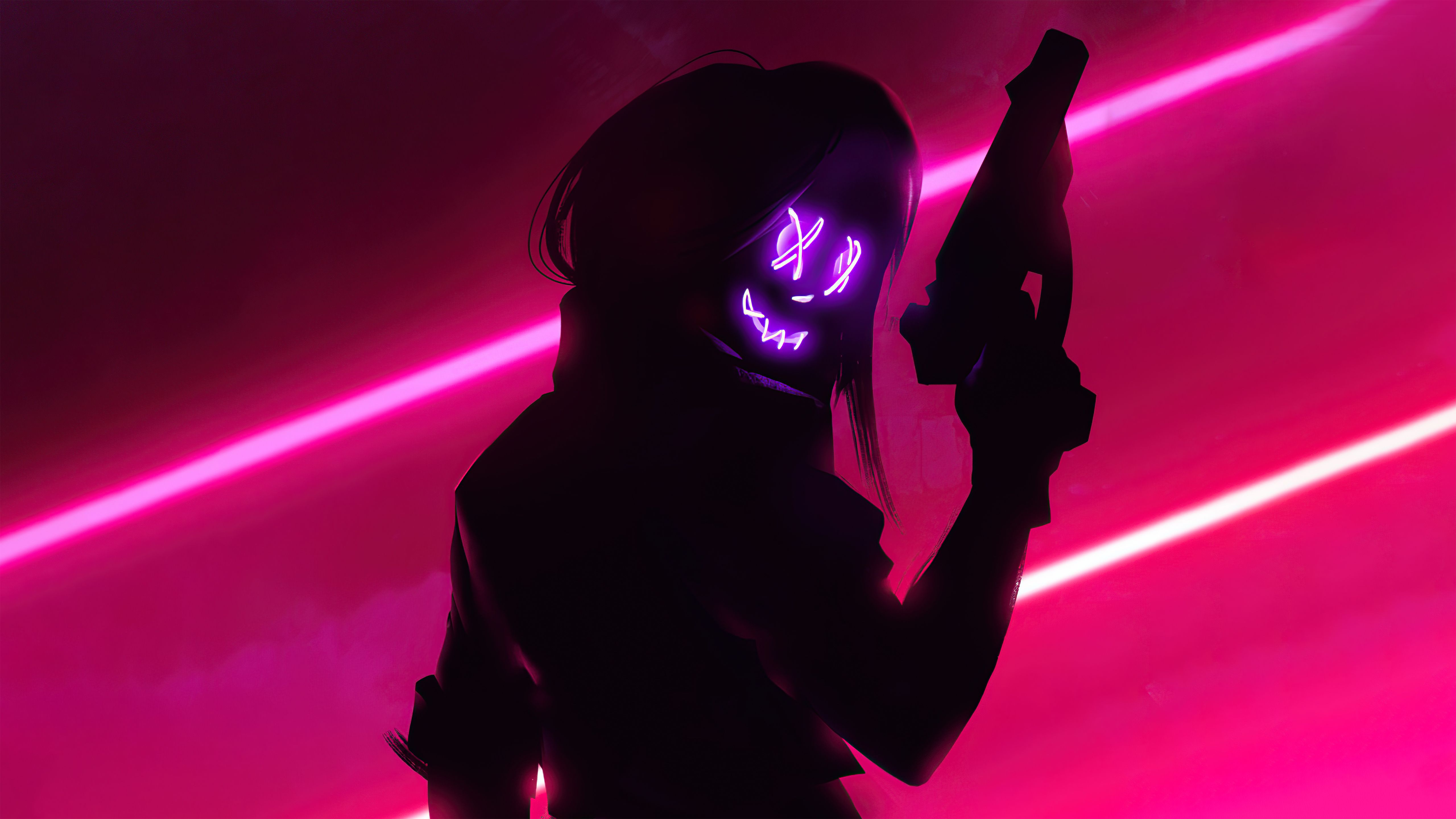 5120x2880 Cyberpunk Vibe Girl Mask Neon 5k Wallpaper, HD Artist Wallpaper, 4k Wallpaper, Image, Background, Photos and Picture