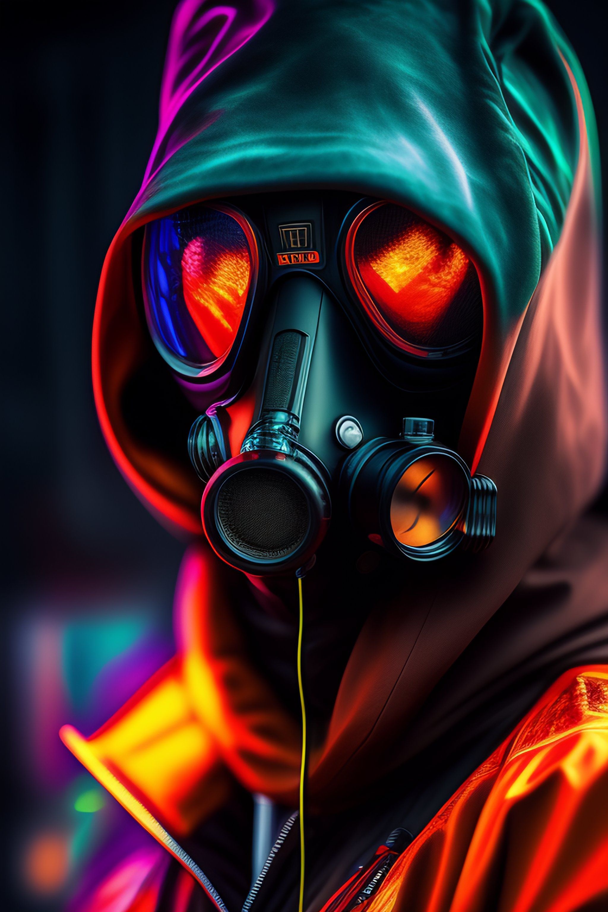 2048x3072 Lexica portraits of a scary cyberpunk with gasmask, stunning wallpaper collection arranged as collage, very very detailed, AMOLED, 4k hdr, in