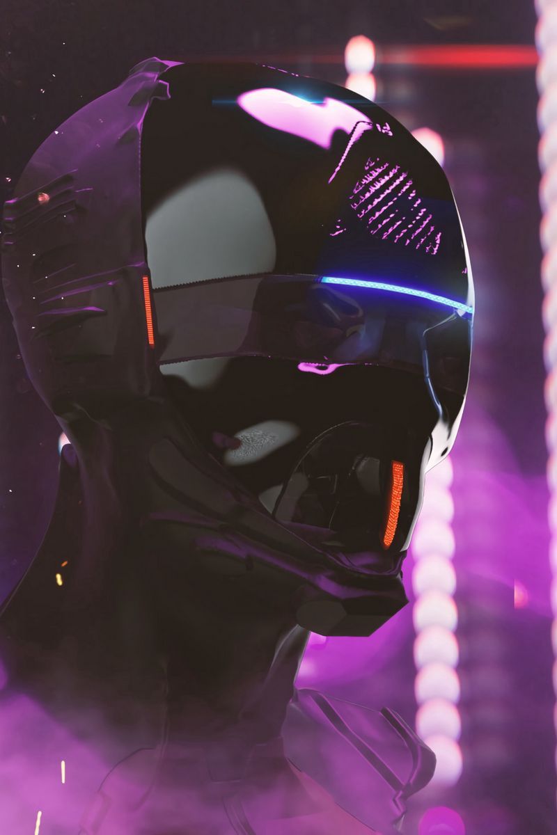 800x1200 Download Wallpaper 800x1200 Mask, Helmet, Cyberpunk, Robot, Neon, Lights, Head Iphone 4s 4 For Parallax HD Background
