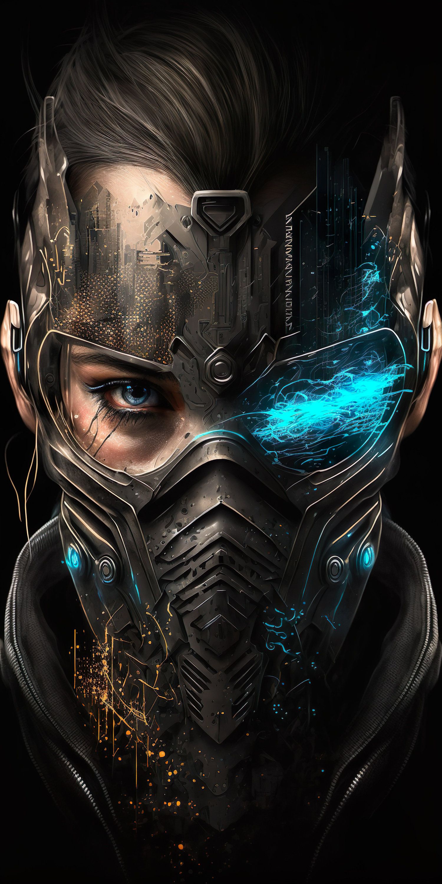 1500x3000 Cyberpunk Mask Digital Art