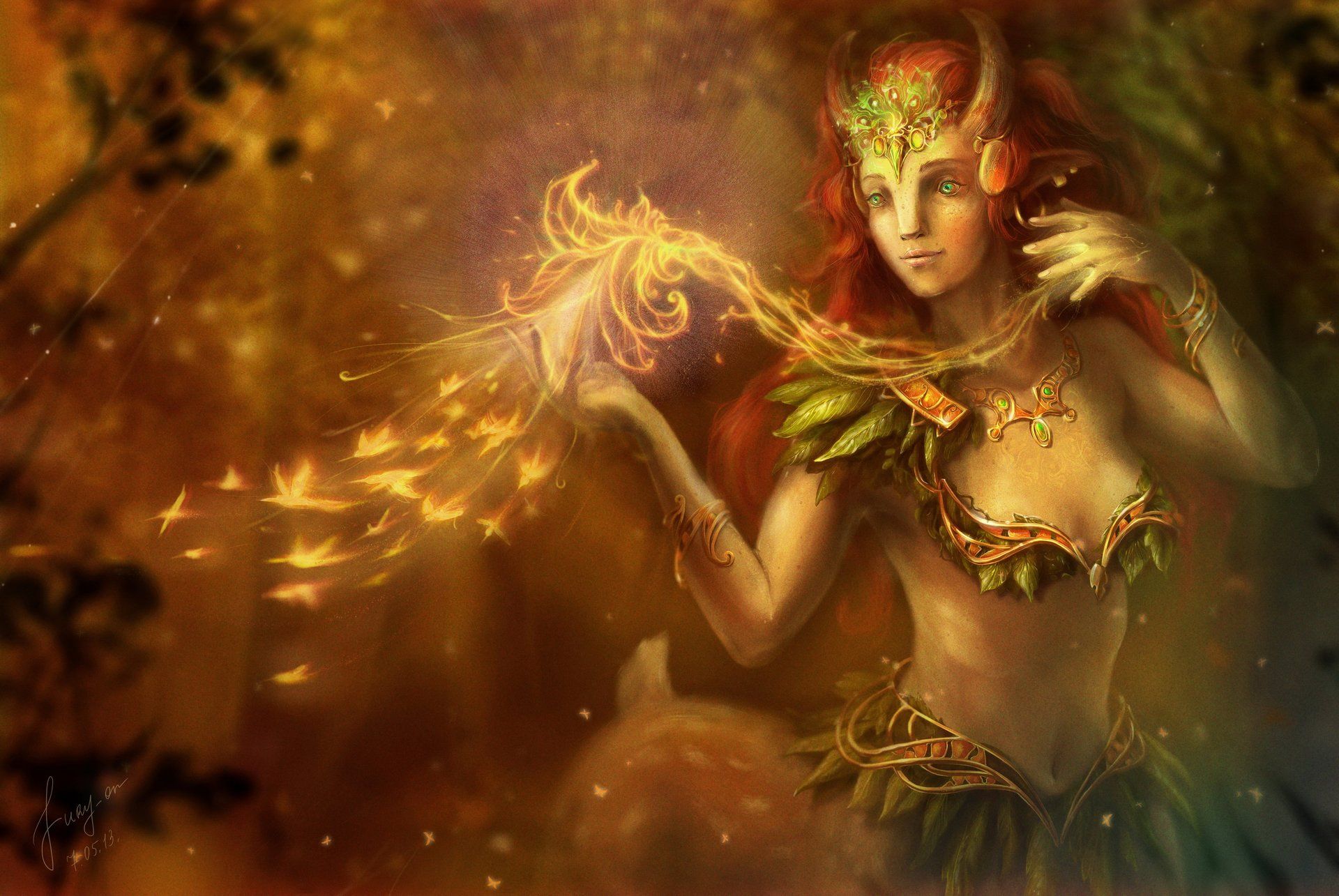 1920x1285 Enchanting HD DotA 2 Wallpaper: Forest Sorceress in Action