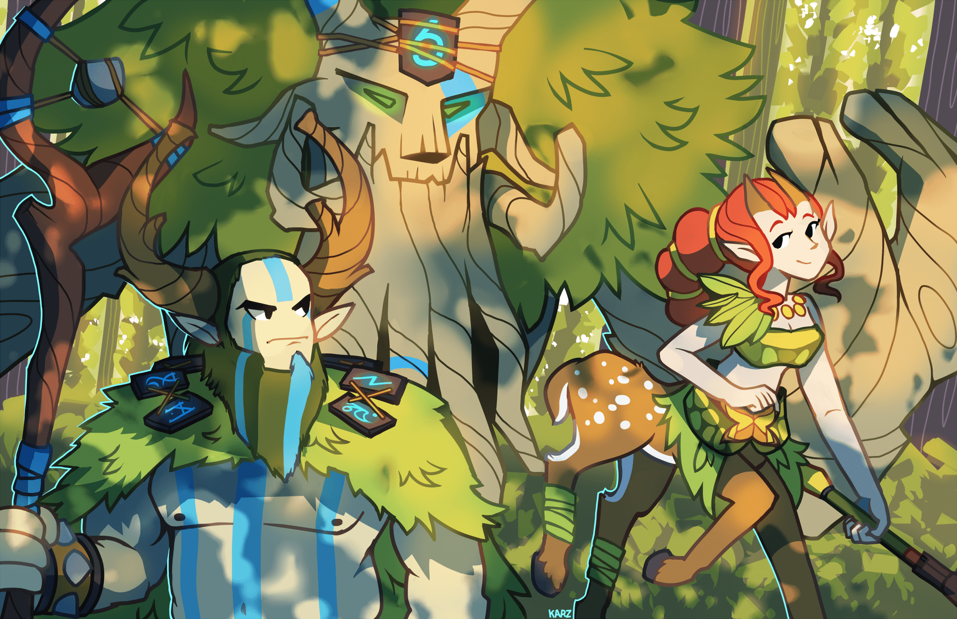 1920x1242 I drew Nature's Prophet + Enchantress + Treant Protector