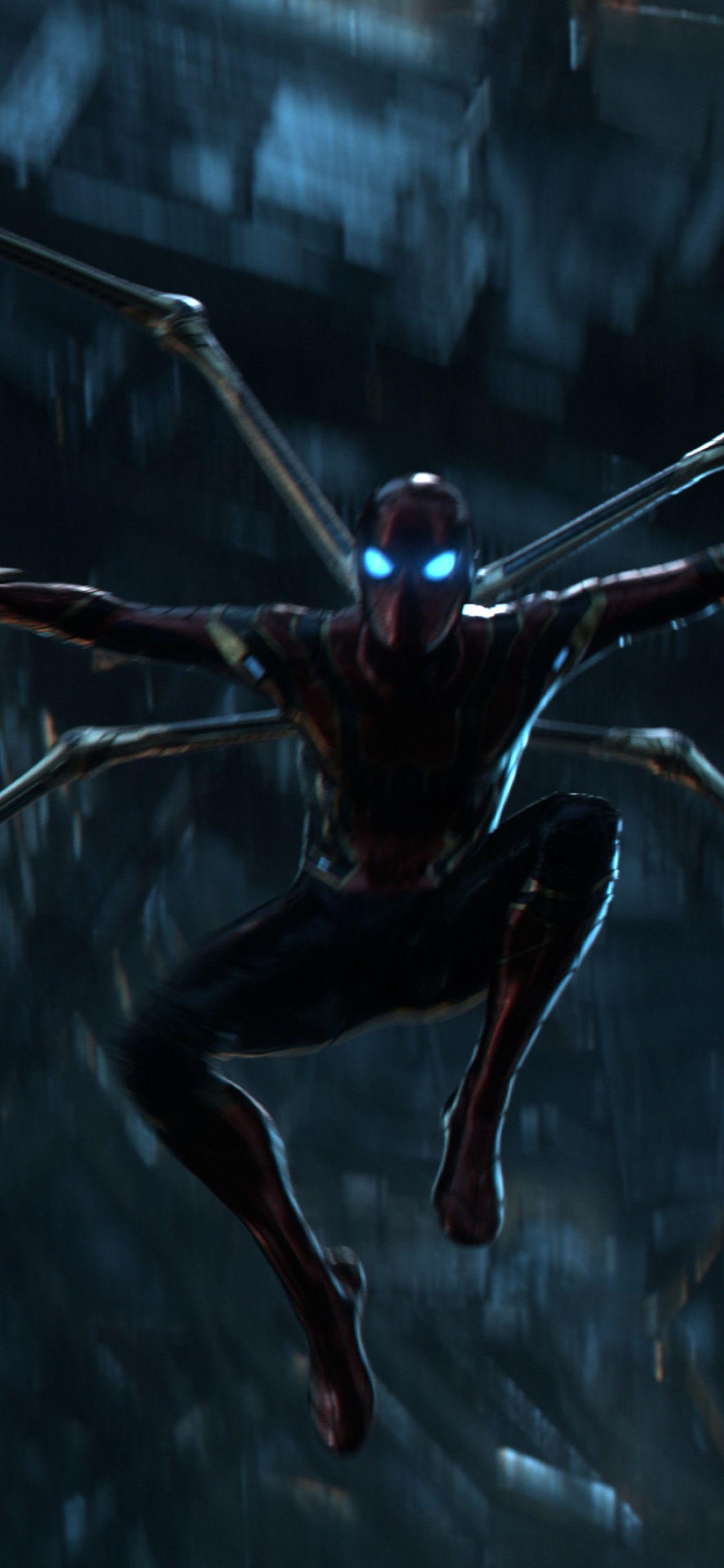 1125x2436 Tom Holland As Spider Man Iron Spider Suit Infinity War