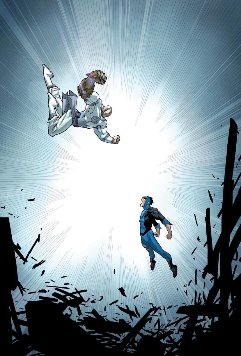 828x1223 The way he lunges up into the sky and moves forward to face the opponent head first dive is just full of the exaggerated swagger of a Viltrumite teen