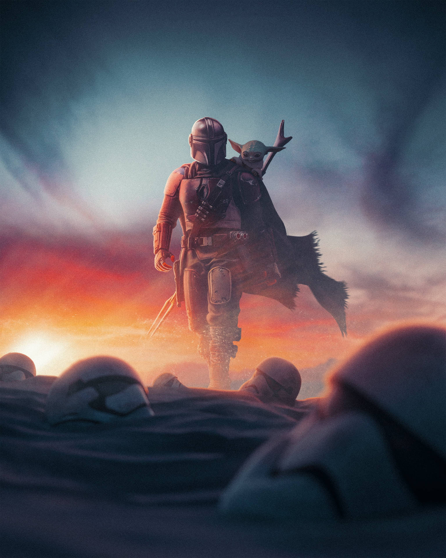 1536x1920 Mandalorian And Baby Yoda Wallpaper