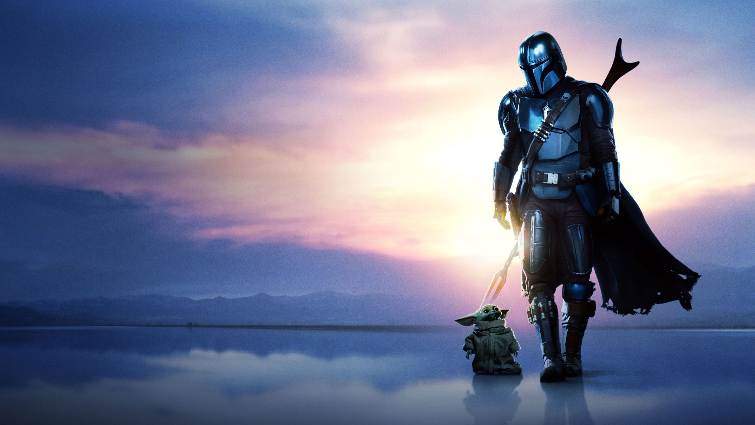 2560x1440 Baby Yoda & Din Djarin in The Mandalorian Season 2 Wallpaper 4K