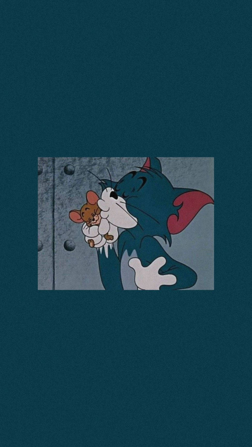 975x1732 Download Tom And Jerry Cute Smooch Wallpaper