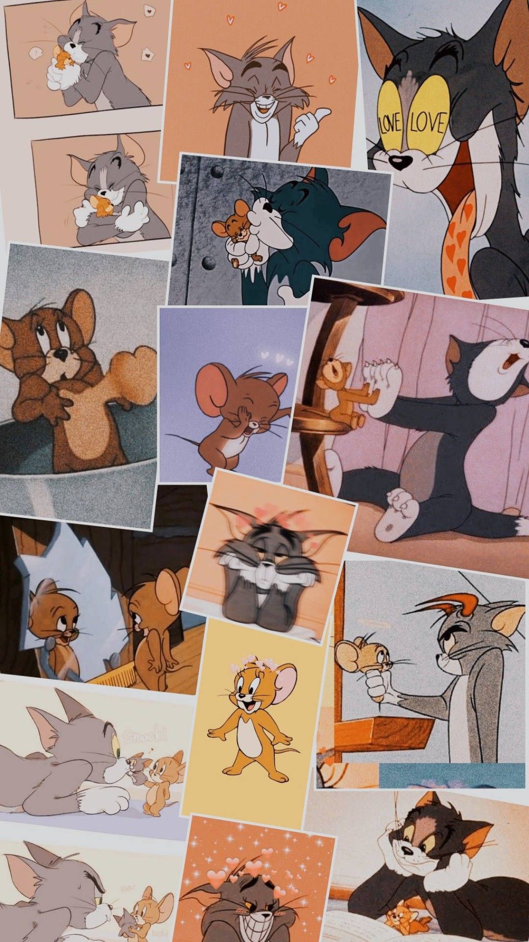 1080x1920 Download Memories Of Tom And Jerry Aesthetic Collage Wallpaper