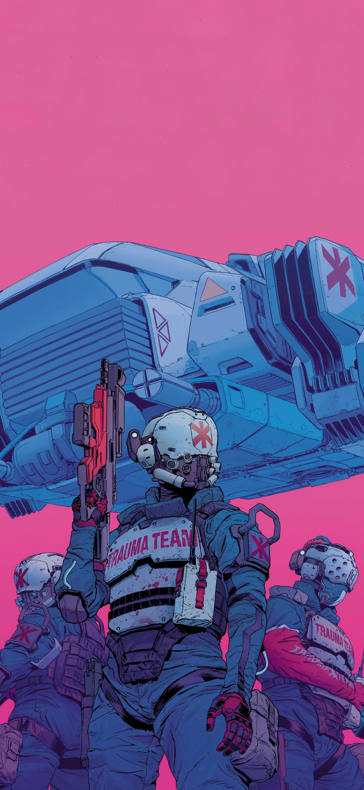 1195x2588 Cyberpunk Trauma Team wallpaper [1195x2588]